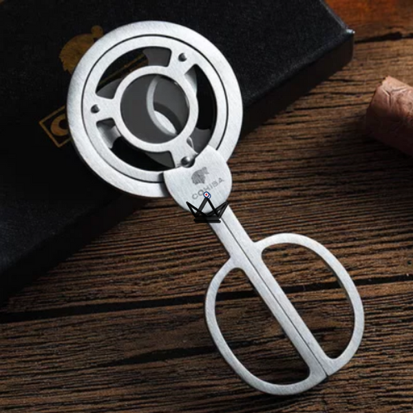 Ciseaux Coupe Cigare 3 lames COHIBA - BLADE triple ciseau argent