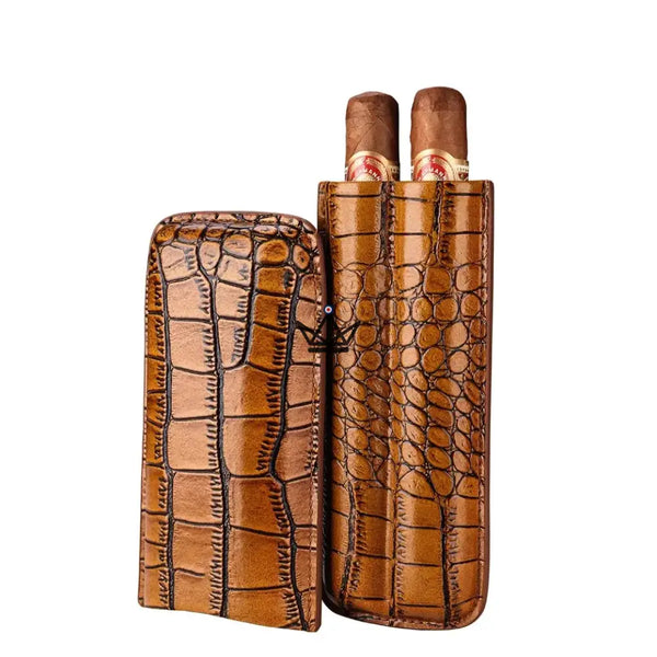 Etui 2 cigares en cuir - Dual Cortez - - etui cigare - Cadeau, Noël, Anniversaire, Original - Atelier Atypique