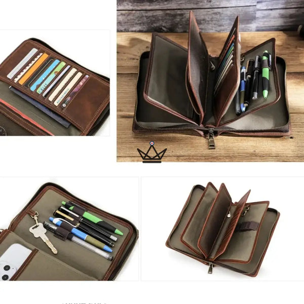Organiseur de luxe en cuir - Voyageur Clutch (personnalisable) - - porte-carte personnalisable - Cadeau, Noël, Anniversaire, Original, Fête des pères, fête des mères - Atelier Atypique