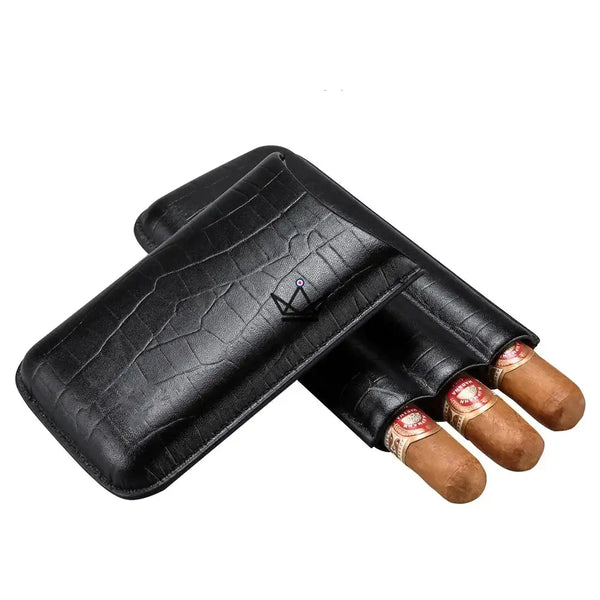 Etui 3 cigares en cuir avec coupe-cigare - Silver Cortez - - etui cigare - Cadeau, Noël, Anniversaire, Original - Atelier Atypique