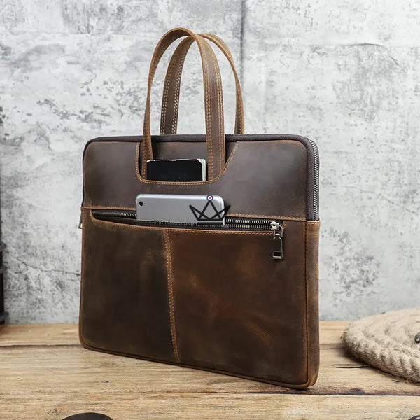 Sacoche de travail en cuir personnalisable - Edison - - Sacoche personnalisable - Cadeau, Noël, Anniversaire, Original - Atelier Atypique