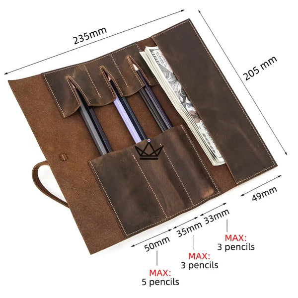 Étui en cuir pour stylos et crayons - Voyageur Roll (personnalisable) - - etui stylo personnalisable - Cadeau, Noël, Anniversaire, Original, Fête des pères, fête des mères - Atelier Atypique
