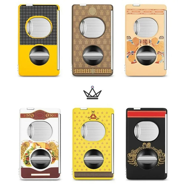 Coupe-Cigare Elite Slice — 3 Coupes en 1 (Droite, V, Poinçon), Acier Inoxydable & Résine Premium, 6 Finitions, Coffret Cadeau Inclus