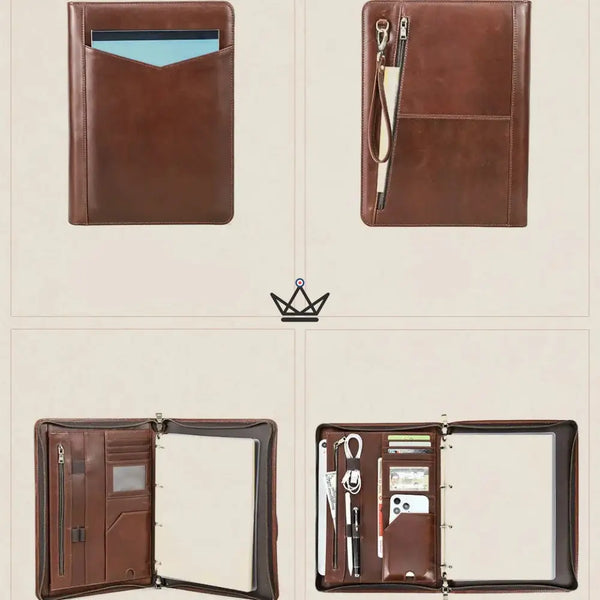 Conférencier A4 en Cuir personnalisable — iPad Pro & classeur — VOYAGEUR PadFolio