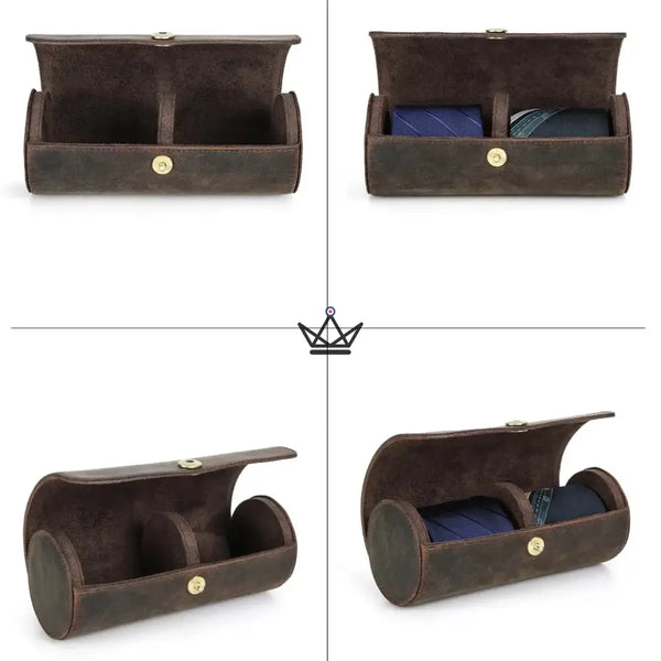 Étui à cravates en cuir personnalisable, 1 ou 2 cravates — Voyageur ASCOT – 14/15