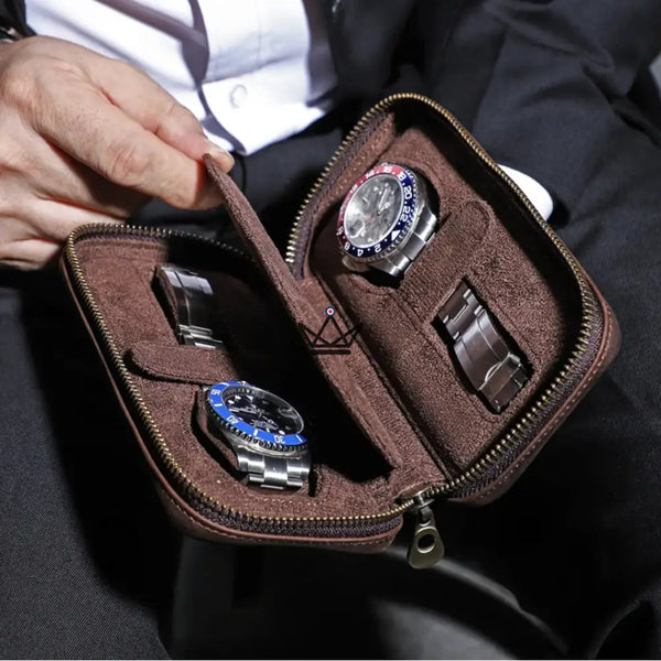 Étui Voyage Montres personnalisable – Voyageur Keeper — Cuir Pleine Fleur, 4 Tailles : 2 à 8 Montres