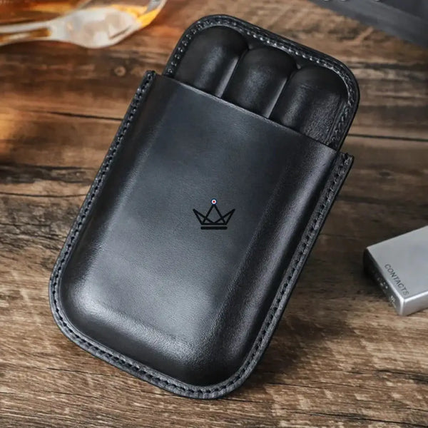 Etui 3 cigares en cuir personnalisable - Voyageur Élégance - - etui cigare personnalisable - Cadeau, Noël, Anniversaire, Original, Fête des pères, fête des mères - Atelier Atypique