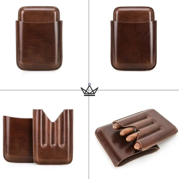Etui 4 cigares en cuir personnalisable - Voyageur Elixir - - etui cigare personnalisable - Cadeau, Noël, Anniversaire, Original, Fête des pères, fête des mères - Atelier Atypique