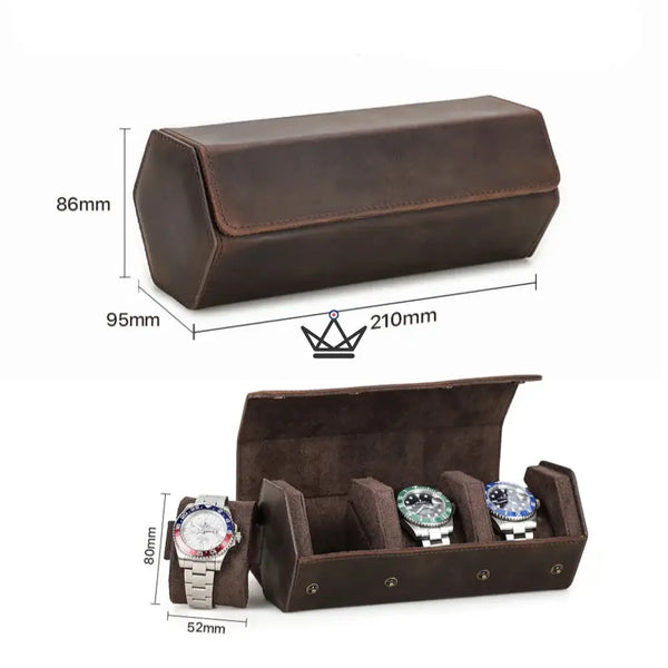 Etui de voyage personnalisable pour montre automatique en cuir — Voyageur Hexagone – 15/26