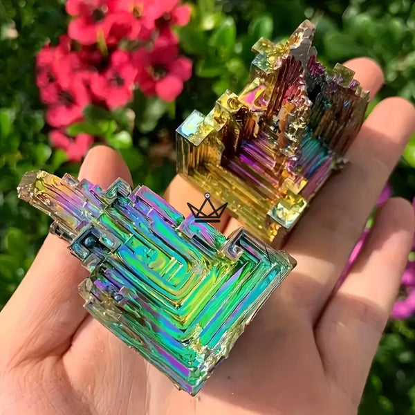 Cristal de bismuth irisé en escalier, pièce unique - BISMA