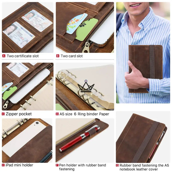Organiseur A5 en Cuir personnalisable — VOYAGEUR Galenda