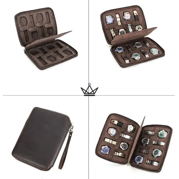 Étui Voyage Montres personnalisable – Voyageur Keeper — Cuir Pleine Fleur, 4 Tailles : 2 à 8 Montres – 20/20