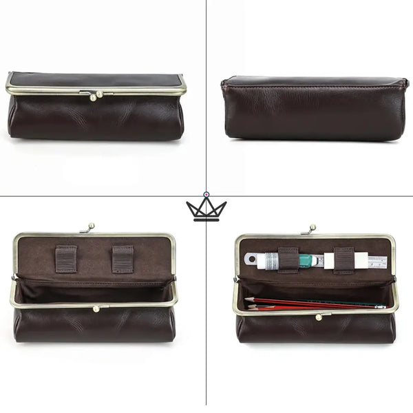 Trousse en Cuir Personnalisable Fermoir Vintage — Voyageur SCRIPT – 5/8