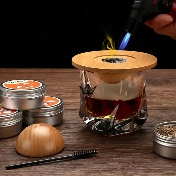 Kit fumoir à cocktails pour arômes fumés — SMOKER, Saturne / Hêtre (Bois clair)