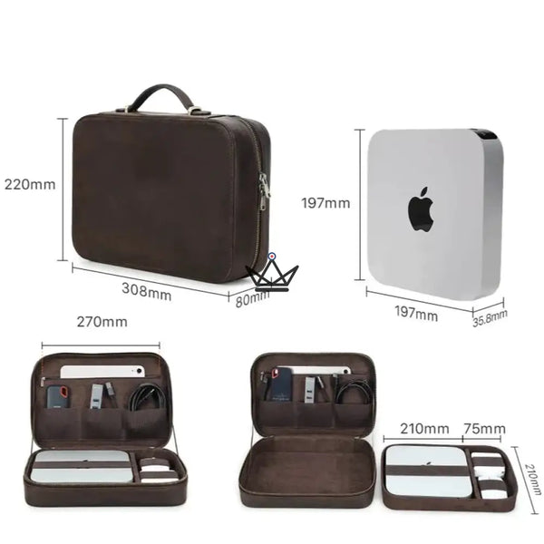 Housse sacoche en cuir pour Apple Mac Mini Personnalisable - Voyageur MacPod - - housse PC personnalisable - Cadeau, Noël, Anniversaire, Original - Atelier Atypique