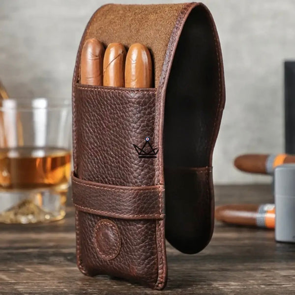 Etui 3 Cigares personnalisable en cuir — Voyageur Pocket, Solo (Étui seul)