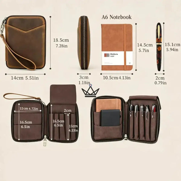 Organiseur de Poche en Cuir - Stylos & carnets personnalisable - VOYAGEUR Plume