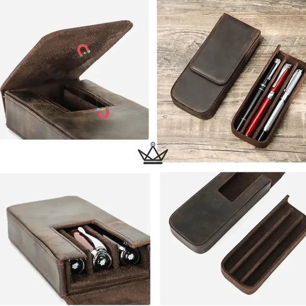 Étui 3 stylos en cuir personnalisable avec plateau amovible — Voyageur TERCET – 4/18