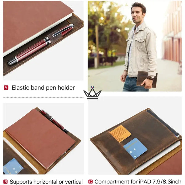 Porte-documents en cuir personnalisable - Tablette & carnet A5 / B5 - VOYAGEUR Folio