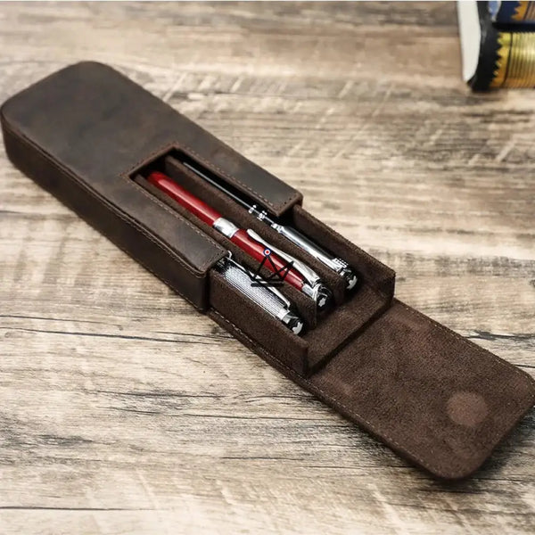 Étui 3 stylos en cuir personnalisable avec plateau amovible — Voyageur TERCET – 7/18