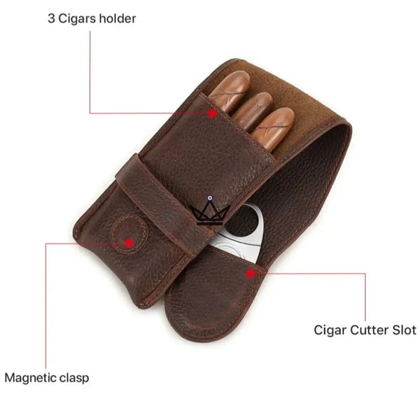 Etui 3 Cigares en cuir personnalisable - Voyageur Pocket - - etui cigare personnalisable - Cadeau, Noël, Anniversaire, Original, Fête des pères, fête des mères - Atelier Atypique