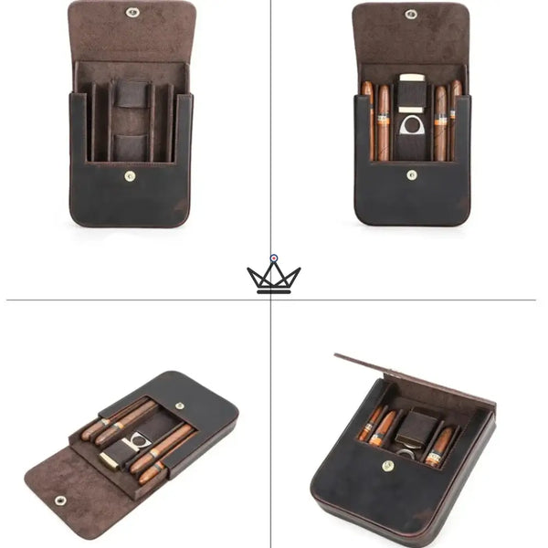 Étui à cigares en cuir personnalisable - Voyageur Quad - - etui cigare personnalisable - Cadeau, Noël, Anniversaire, Original, Fête des pères, fête des mères - Atelier Atypique