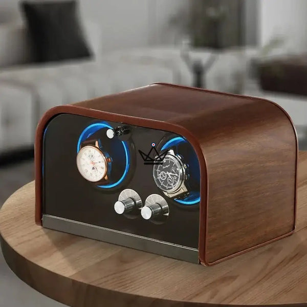 Remontoir Montre Automatique RETROWIND LUXE — Bois Luxe, Design Rétro, Multi-Modes, 2 Slots