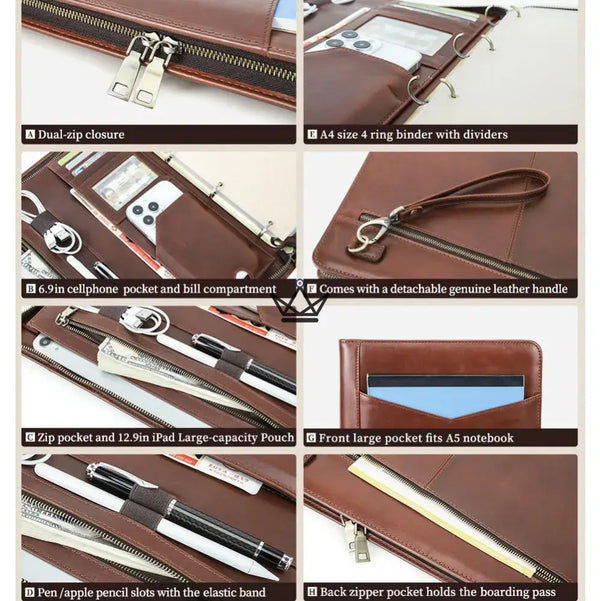 Conférencier A4 en Cuir personnalisable — iPad Pro & classeur — VOYAGEUR PadFolio