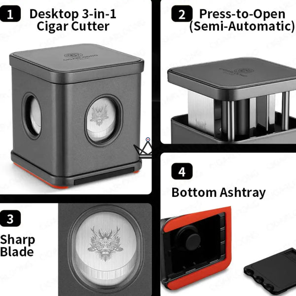 Coupe-Cigare de Bureau Dragon Town Cube — 3 Coupes – 4/22