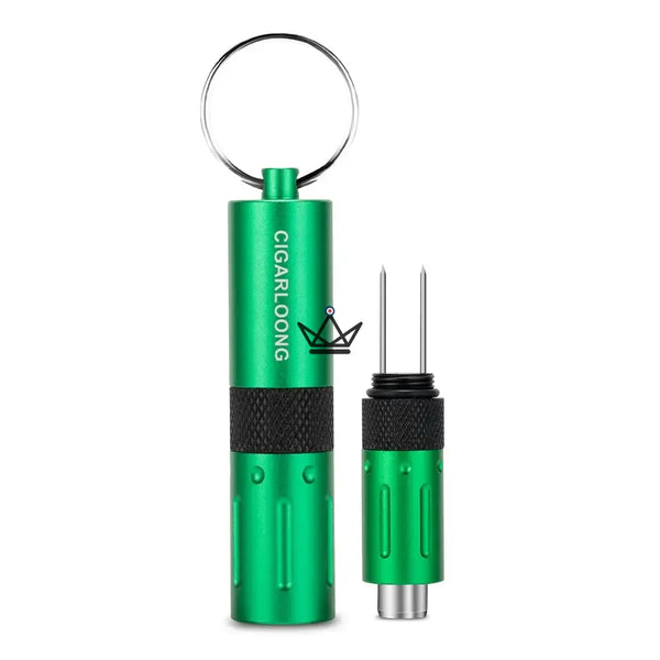 Poinçon à Cigares 2-en-1 CAPONE — Acier Inox, 6 Couleurs | Écrin Cadeau, Vert émeraude