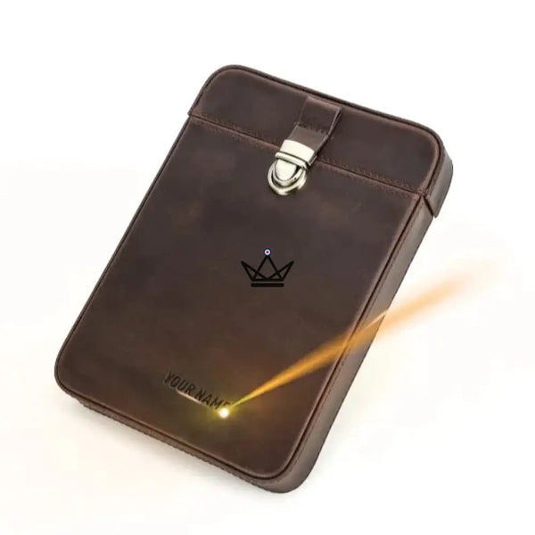 Étui à cigares en cuir personnalisable - Voyageur Slice - - etui cigare personnalisable - Cadeau, Noël, Anniversaire, Original - Atelier Atypique