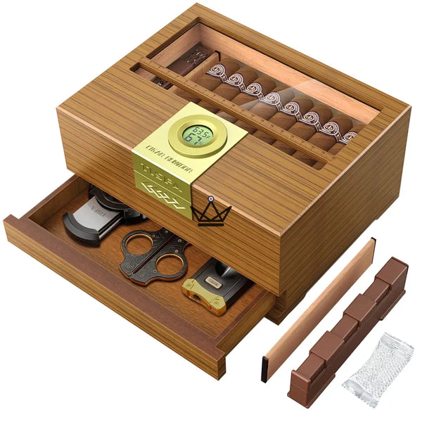 Cave à cigares Horizon Edition — cèdre espagnol, fenêtre vitrée, tiroir, Onyx ou Natural – 7/10