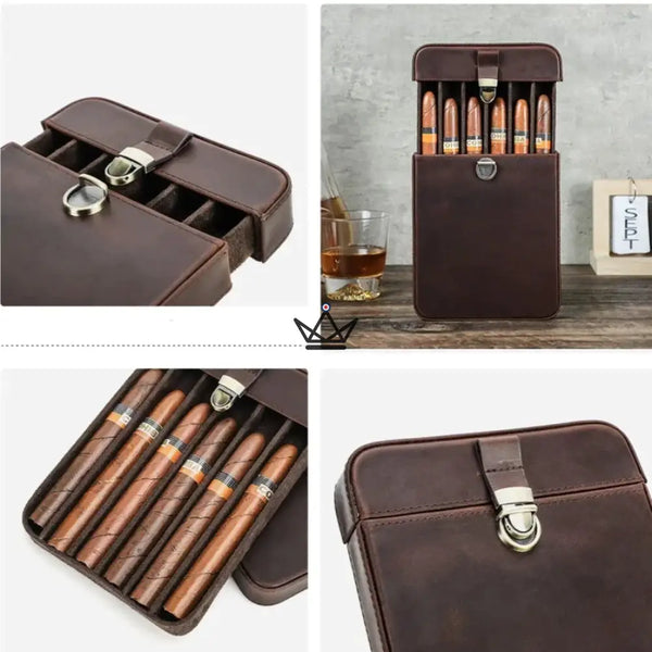 Étui à cigares en cuir personnalisable - Voyageur Slice - - etui cigare personnalisable - Cadeau, Noël, Anniversaire, Original - Atelier Atypique