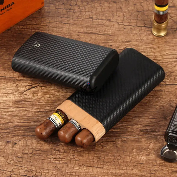 Etui à cigare de voyage - CARBON WOOD - - - Cadeau, Noël, Anniversaire, Original - Atelier Atypique