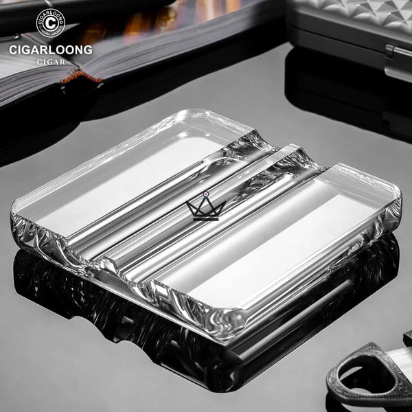 Clear Glass Cigar Ashtray - Crystal Duo
