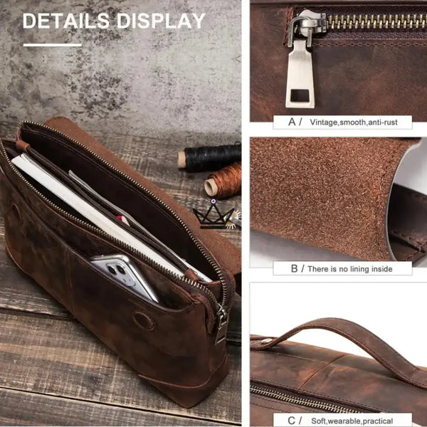 Pochette organiseur iPad mini en cuir personnalisable avec passe-main — Voyageur MANUSCRIT – 6/10