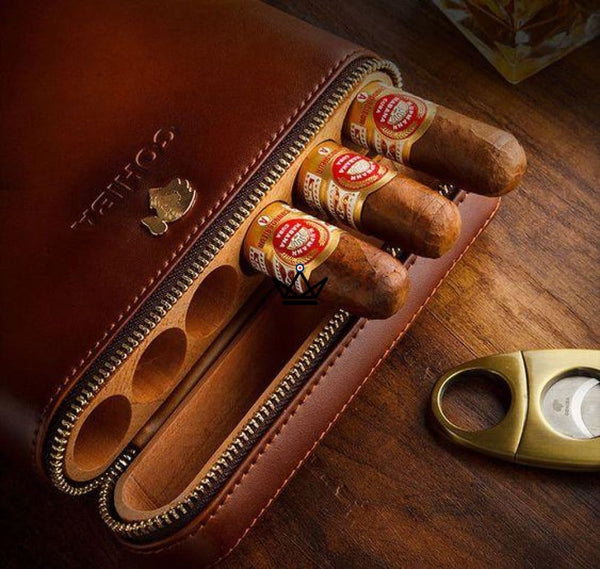 Etui de voyage cuir COHIBA ZIPY - 6 cigares - Atelier Atypique