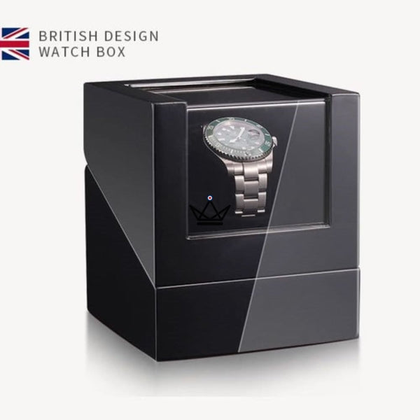 Remontoir Montre Automatique TANKER — Bois Laqué, Moteur Mabuchi, 3 Finitions, Noir