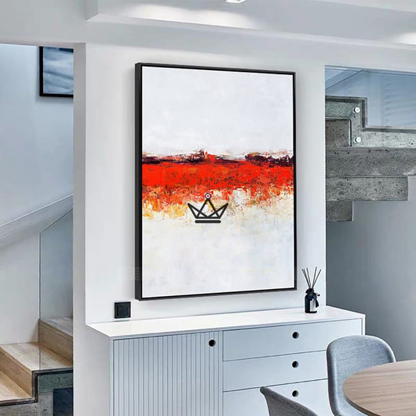 Peinture à l'huile sur toile XXL - Énergie Écarlate - - toile - Cadeau, Noël, Anniversaire, Original - Atelier Atypique