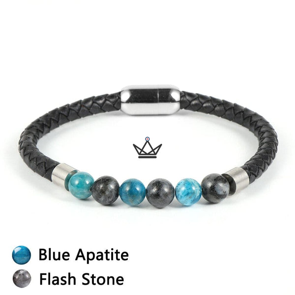 Bracelet en cuir tressé à fermoir magnétique - Leather Pearl - - bracelet - Cadeau, Noël, Anniversaire, Original - Atelier Atypique