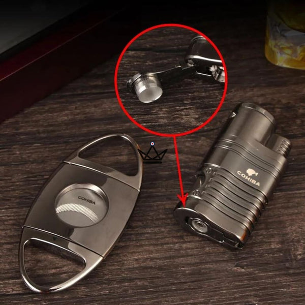 Pack Briquet et Coupe-Cigare COHIBA - REDFIRE 4 torches - Atelier Atypique