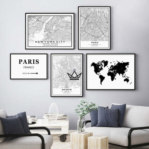 Affiches cartes de villes