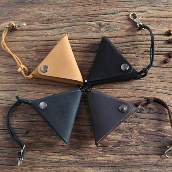 Porte monnaie triangle en cuir - Atelier Atypique