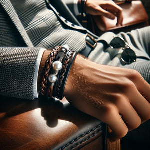 L'Élégance au Poignet : Le Bracelet en Cuir Tressé "Leather Pearl"