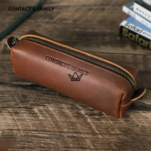 Trousse en cuir personnalisable pour stylos et lunettes