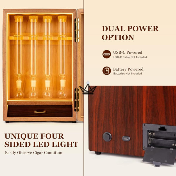Cave Infuseur à Cigare Vitrine LED Cèdre 4 Tubes - INFUSIO SANCTUAIRE
