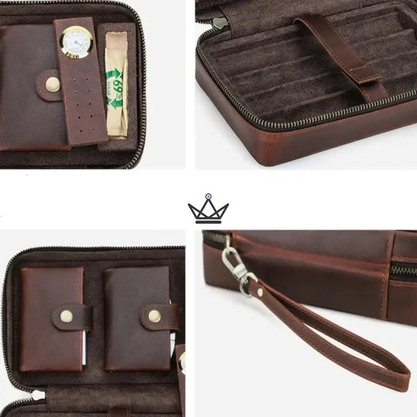 Étui à cigares en cuir personnalisable - Voyageur Signature -  - etui cigare personnalisable - Cadeau, Noël, Anniversaire, Original, Fête des pères, fête des mères - Atelier Atypique