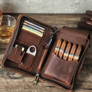 Étui à Cigares en Cuir Personnalisable - Voyageur Tempo -  - etui cigare personnalisable - Cadeau, Noël, Anniversaire, Original, Fête des pères, fête des mères - Atelier Atypique