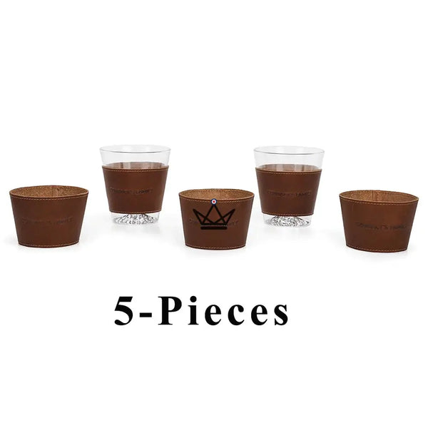Manchette en cuir personnalisable pour verre à whisky - Voyageur Sleeve - [] - manchette a verre personnalisable - Cadeau, Noël, Anniversaire, Original, Fête des pères, fête des mères - Atelier Atypique