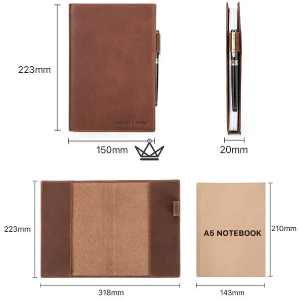 Protège Cahier en Cuir Personnalisable - Voyageur Intemporel -  - cahier personnalisable - Cadeau, Noël, Anniversaire, Original, Fête des pères, fête des mères - Atelier Atypique